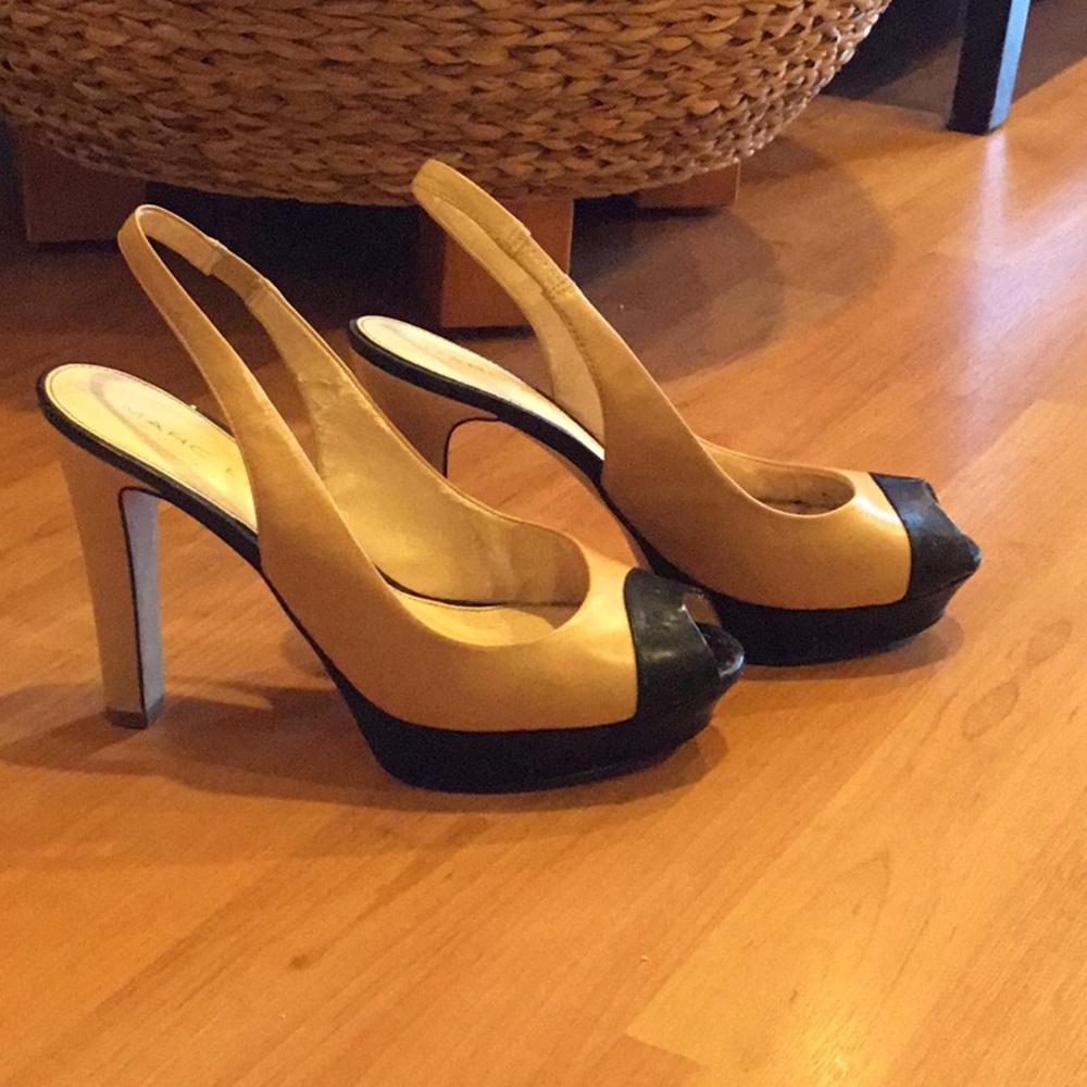 Platform, sling back, peep toe pumps